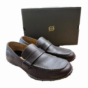 Born M4148 Brown Leather Driving Shoes Slip On Penny Loafers Men's US Sz 13 M/W
